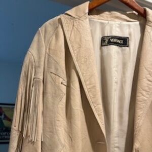 Gianni Versace Leather Long Jacket Made in Italy